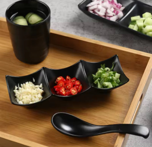 3 Compartments Dip Sauce / Salad Tray