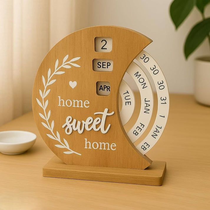Rotating Wooden Calender for Desk