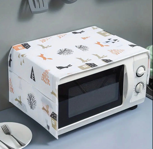 Waterproof Microwave Oven Cover with Storage Pockets