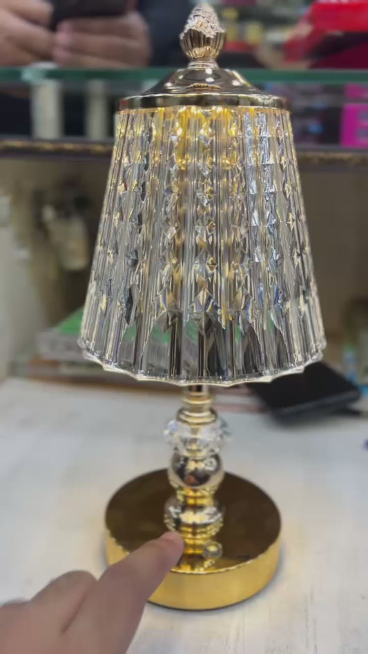Crystal Led Touch Lamp with Metal Base and 3 modes of Light